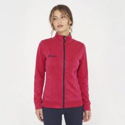 Damska Bluza do Biegania Mayte Wiśnia-Niebieska. Fioletowe bluzy LEGEA, m, bez wzorów, z bawełny, z kapturem. Za 116.00 zł.