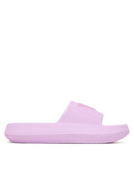 Guess Klapki E6GZ19 WG5X0 Fioletowy jasny. Fioletowe klapki Guess, z aplikacjami, z syntetyku, bez obcasa. Za 107.99 zł.