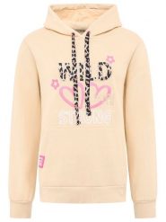 Zwillingsherz Bluza "Wild Strong Happy" w kolorze brzoskwiniowym rozmiar: XL. Brązowe bluzy Zwillingsherz, xl, bez wzorów, z kapturem. Za 219.60 zł.