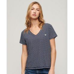 T-shirt Studios Slub Emb Vee Tee od SUPERDRY. Niebieskie koszulki sportowe Superdry, bez wzorów, bez ramiączek. Za 127.60 zł.