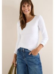 Cecil Koszulka w kolorze białym rozmiar: XS. Białe bluzki Cecil, xs, bez wzorów, z bawełny, bez kołnierzyka, bez ramiączek. Za 65.45 zł.