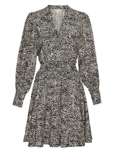 MOSS COPENHAGEN Sukienka "Amabella" w kolorze beżowo-czarnym rozmiar: L. Brązowe sukienki Moss Copenhagen, na imprezę, l, bez wzorów, z wiskozy, bez kołnierzyka, bez ramiączek, mini, rozkloszowane. Za 162.87 zł.