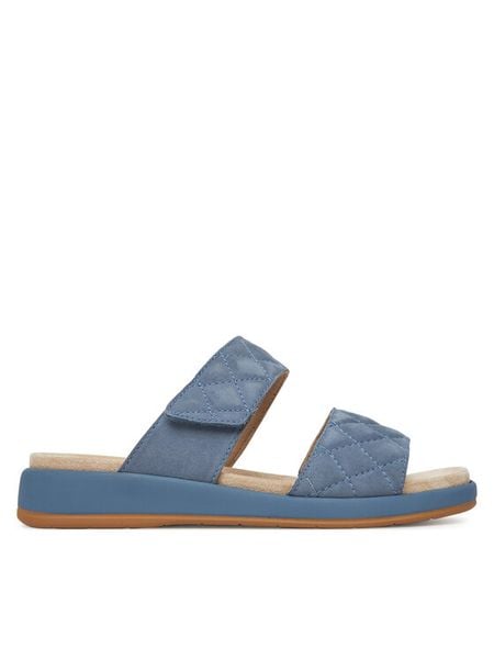 Caprice Klapki 9-27204-44 Niebieski. Niebieskie klapki Caprice, bez wzorów, ze skóry, bez obcasa. Za 135.99 zł.