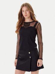 Morgan Bluzka 252-TIPO 979 Czarny Slim Fit. Czarne bluzki Morgan, l, bez wzorów, z syntetyku, bez kołnierzyka, bez ramiączek. Za 139.99 zł.