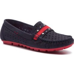 Mokasyny CARINII - B4608 K59-K59-L93-C85. Niebieskie mokasyny Carinii, bez wzorów, z nubiku, bez obcasa. W wyprzedaży za 179.00 zł.