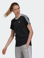 Adidas T-Shirt Essentials 3-Stripes GS1379 Czarny Loose Fit. Czarne t-shirty Adidas, l, bez wzorów, z bawełny, bez kołnierzyka, bez ramiączek. Za 99.99 zł.