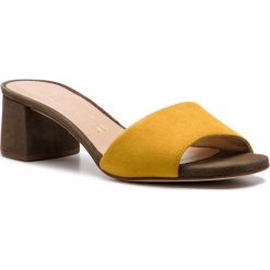 Klapki UNISA - Kaleo Ks Yellow Ksde S. Żółte klapki Unisa, bez wzorów, ze skóry, bez obcasa, na obcasie. W wyprzedaży za 239.00 zł.