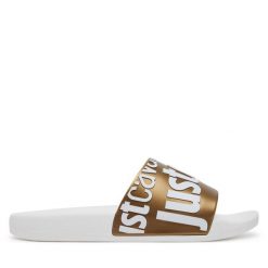 Klapki Just Cavalli. Żółte klapki Just Cavalli, bez wzorów, bez obcasa. Za 219.99 zł.