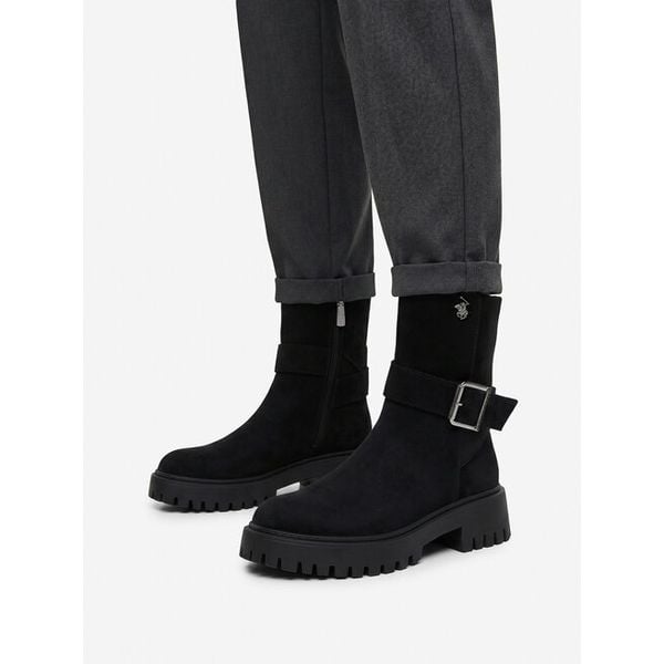 Botki Beverly Hills Polo Club. Czarne botki Beverly Hills Polo Club, bez wzorów, bez obcasa, na płaskiej podeszwie, bez zapięcia. Za 329.99 zł.