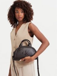 Calvin Klein Torebka Bold Ck Dome Crossbody LV04F3895G Brązowy ciemny. Brązowe torebki klasyczne Calvin Klein, bez wzorów, ze skóry, bez dodatków. Za 409.99 zł.