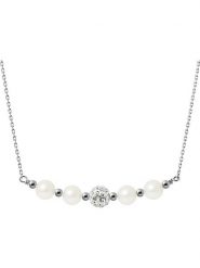 Pearl Addict Srebrny naszyjnik z kryształkami i perłami w kolorze białym - dł. 38 cm rozmiar: onesize. Białe naszyjniki Pearl Addict, z kryształem, srebrne. Za 208.99 zł.