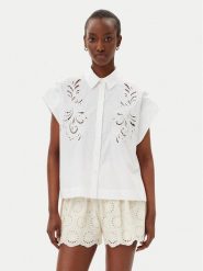 TWINSET Koszula 251TP2171 Biały Regular Fit. Białe koszule Twinset, bez wzorów, z bawełny, bez kołnierzyka, bez ramiączek. Za 699.99 zł.