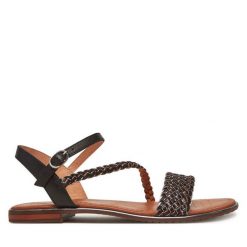 Sandały Geox. Czarne sandały Geox, bez wzorów, bez obcasa, na płaskiej podeszwie, bez zapięcia. Za 279.99 zł.