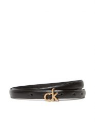 Calvin Klein Pasek Damski Ck Buckle Skinny Belt 15Mm LV04F7034G Czarny. Czarne paski Calvin Klein, bez wzorów, ze skóry. Za 179.99 zł.