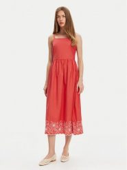 United Colors Of Benetton Sukienka letnia 4KUSDV0B7 Czerwony Regular Fit. Czerwone sukienki United Colors of Benetton, na lato, s, bez wzorów, z bawełny, bez kołnierzyka, bez ramiączek. Za 249.99 zł.