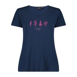 T-shirt z szerokim dekoltem damski CMP. Niebieskie t-shirty CMP, bez wzorów, bez kołnierzyka, bez ramiączek. Za 217.50 zł.
