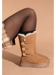 Gooce Skórzane kozaki zimowe "Cornice" w kolorze jasnobrązowym rozmiar: 38. Brązowe kozaki Gooce, na zimę, ze skóry, bez obcasa, na platformie, bez zapięcia. Za 300.21 zł.