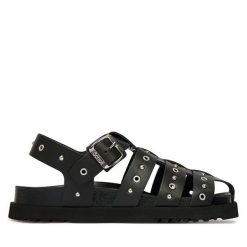 Sandały Scholl. Czarne sandały Scholl, bez wzorów, bez obcasa, na płaskiej podeszwie, bez zapięcia. Za 589.99 zł.