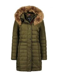 Geographical Norway Płaszcz pikowany "Charlize" w kolorze khaki rozmiar: XL. Brązowe płaszcze Geographical Norway, xl, z aplikacjami, bez kaptura. Za 267.92 zł.