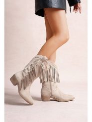 Foreverfolie Botki w kolorze beżowym rozmiar: 36. Brązowe botki Foreverfolie, bez wzorów, bez obcasa, bez zapięcia. Za 152.99 zł.