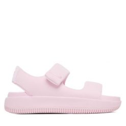 Sandały Nike. Czerwone sandały Nike, bez wzorów, bez obcasa, bez zapięcia. Za 299.99 zł.