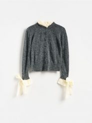 Kardigan z domieszką wełny - szary. Szare kardigany Reserved, l, bez wzorów, z dzianiny. Za 239.99 zł.