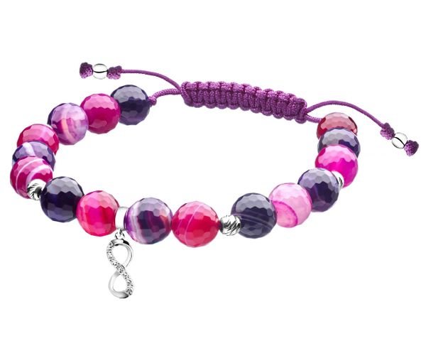 Bransoletka z diamentem, agatami i elementami białego złota - nieskończoność - próba 585. Białe bransoletki Apart, z diamentem, złote. Za 1,490.00 zł.