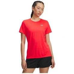 Koszulka T-Shirt Damski Under Armour Treningowy Szybkoschnący Lekki Tech. Czerwone bluzki Under Armour, bez wzorów, bez kołnierzyka, bez ramiączek. Za 119.99 zł.