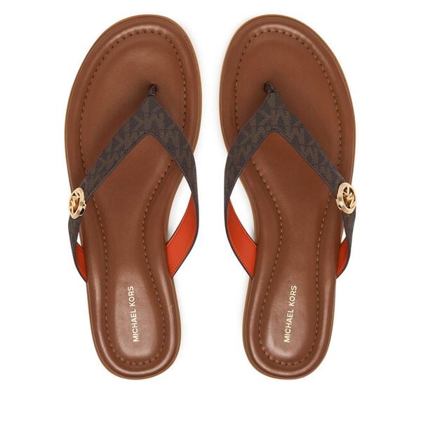 Japonki MICHAEL Michael Kors. Brązowe klapki MICHAEL Michael Kors, bez wzorów, bez obcasa. Za 479.99 zł.