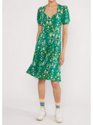 Blutsgeschwister Sukienka "Joyful Heartmeet me at the tennis court" w kolorze zielonym rozmiar: XL. Zielone sukienki Blutsgeschwister, xl, bez wzorów, z bawełny, bez kołnierzyka, bez ramiączek, midi. Za 153.34 zł.