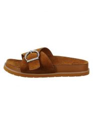 GANT Footwear Skórzane klapki "Mardale" w kolorze jasnobrązowym rozmiar: 39. Brązowe klapki GANT Footwear, bez wzorów, z otwartym noskiem, bez obcasa. Za 179.95 zł.