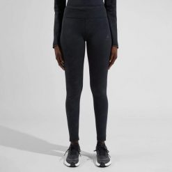 Legginsy do biegania damskie Odlo ZEROWEIGHT PRINT REFLECTIVE. Czarne legginsy Odlo, m, bez wzorów, z elastanu. Za 499.99 zł.