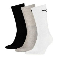 Lekkie Skarpety Sportowe Unisex Dla Dorosłych (zestaw 3 Sztuk). Białe skarpety Puma, bez wzorów, z bawełny. Za 39.99 zł.