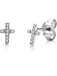 Revoni Złote kolczyki-wkrętki z diamentami rozmiar: onesize. Szare kolczyki Revoni, z diamentem, złote. Za 630.99 zł.