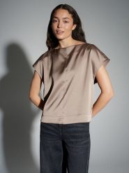 OPUS Bluzka "Festiva" w kolorze beżowym rozmiar: 40. Brązowe bluzki Opus, bez wzorów, bez kołnierzyka, bez ramiączek. Za 121.99 zł.