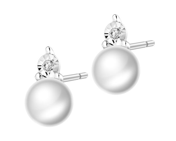 Kolczyki z białego złota z diamentami i perłami - próba 375. Białe kolczyki Apart, z diamentem, złote. Za 629.00 zł.