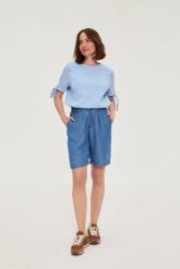 Szorty lyocell niebieskie. Niebieskie szorty MOODO, bez wzorów, z lyocellu. Za 109.99 zł.