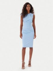 Rinascimento Sukienka koktajlowa CFC0125332003 Błękitny Slim Fit. Niebieskie sukienki Rinascimento, s, bez wzorów, z syntetyku, wizytowe, bez kołnierzyka, bez ramiączek. Za 429.99 zł.