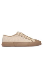 Calvin Klein Trampki Vulc Low Laceup Aop Canvas HW0HW03142 Beżowy. Brązowe trampki Calvin Klein, bez wzorów, z materiału, bez zapięcia. Za 359.99 zł.
