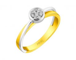 Pierścionek z żółtego złota z brylantami - 0,07 ct - próba 585. Żółte pierścionki Apart, z brylantem, złote. Za 3,990.00 zł.