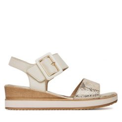 Sandały Remonte. Brązowe sandały Remonte, bez wzorów, bez obcasa, na koturnie, bez zapięcia. Za 349.99 zł.