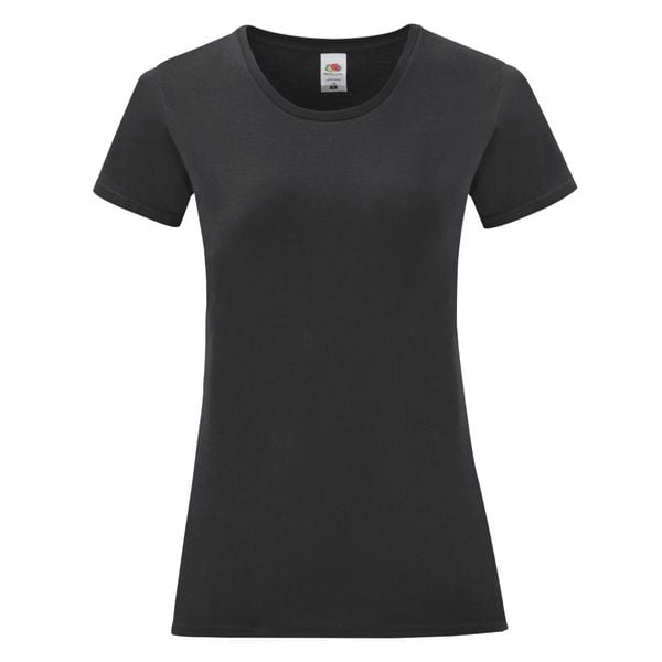 Koszulka Damska Iconic 150. Czarne bluzki FRUIT OF THE LOOM, xl, bez wzorów, sportowe, bez kołnierzyka, bez ramiączek. Za 27.99 zł.