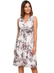 Stylove Sukienka w kolorze kremowym ze wzorem rozmiar: S. Brązowe sukienki Stylove, s, bez wzorów, bez kołnierzyka, bez ramiączek, midi. Za 266.45 zł.