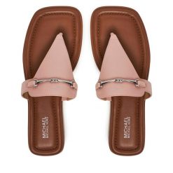 Japonki MICHAEL Michael Kors. Czerwone klapki MICHAEL Michael Kors, bez wzorów, ze lnu, bez obcasa. Za 439.99 zł.