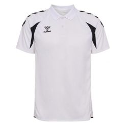 Polo Hummel Core 2.0. Białe koszulki polo Hummel, bez wzorów, bez kołnierzyka, bez ramiączek. Za 197.50 zł.