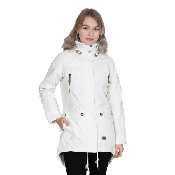 Parka Damska Wodoodporne Clea. Białe parki Trespass, l, z materiału, z kapturem. Za 289.99 zł.