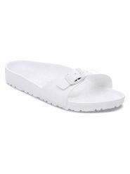 Birkenstock Klapki "Madrid" w kolorze białym rozmiar: 37. Białe klapki Birkenstock, bez wzorów, z otwartym noskiem, bez obcasa. Za 109.95 zł.