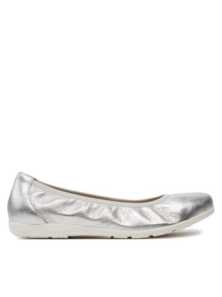 Caprice Baleriny 9-22150-42 Srebrny. Szare baleriny Caprice, bez wzorów, ze skóry, bez obcasa. Za 142.99 zł.