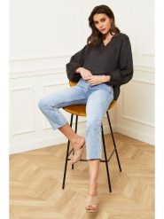 Joséfine Lniana bluzka "Celiane" w kolorze antracytowym rozmiar: L. Czarne bluzki Joséfine, l, bez wzorów, ze lnu, bez kołnierzyka, bez ramiączek. Za 143.99 zł.