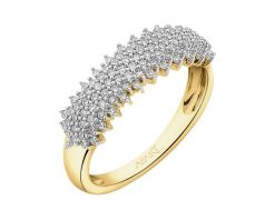 Pierścionek z żółtego złota z diamentami - 0,32 ct - próba 585. Żółte pierścionki Apart, z diamentem, złote. Za 3,790.00 zł.